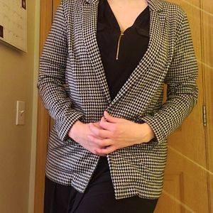 Black and White Houndstooth Blazer